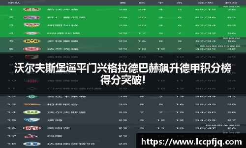 沃尔夫斯堡逼平门兴格拉德巴赫飙升德甲积分榜得分突破!