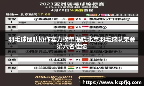 羽毛球团队协作实力榜单揭晓北京羽毛球队荣登第六名佳绩